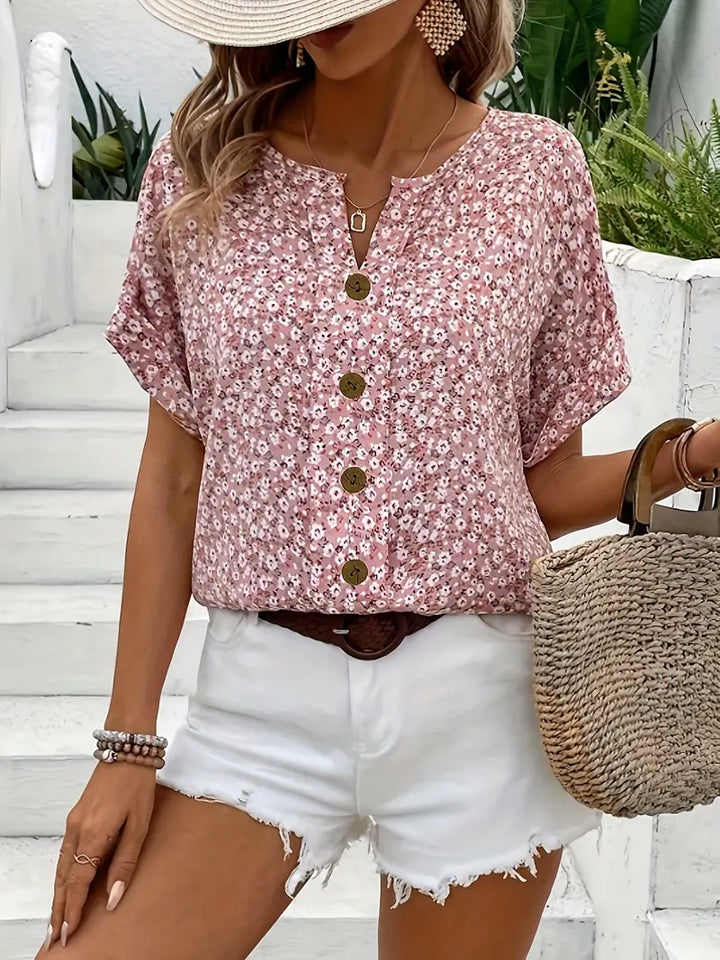 Verna | Casual Floral Button-Front Blouse