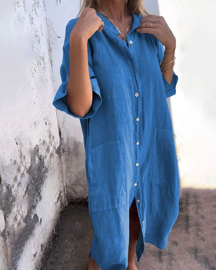 MELANY - IBIZA STYLE CASUAL SHIRT DRESS IN KNEE LENGTH