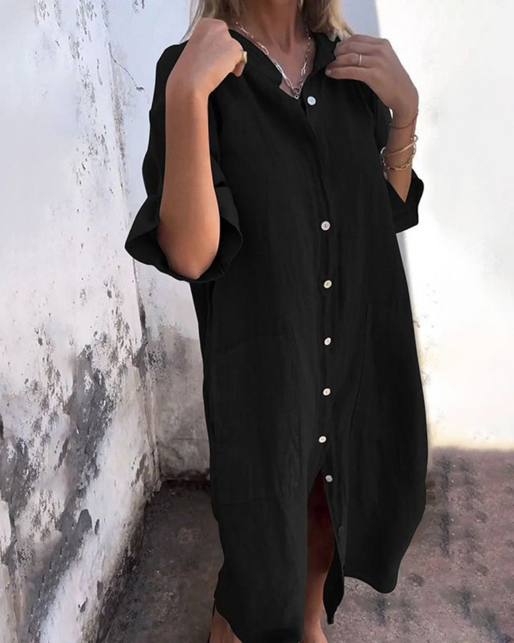 MELANY - IBIZA STYLE CASUAL SHIRT DRESS IN KNEE LENGTH