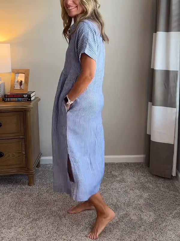 Nathaly™ | Elegant Striped Shirt Dress