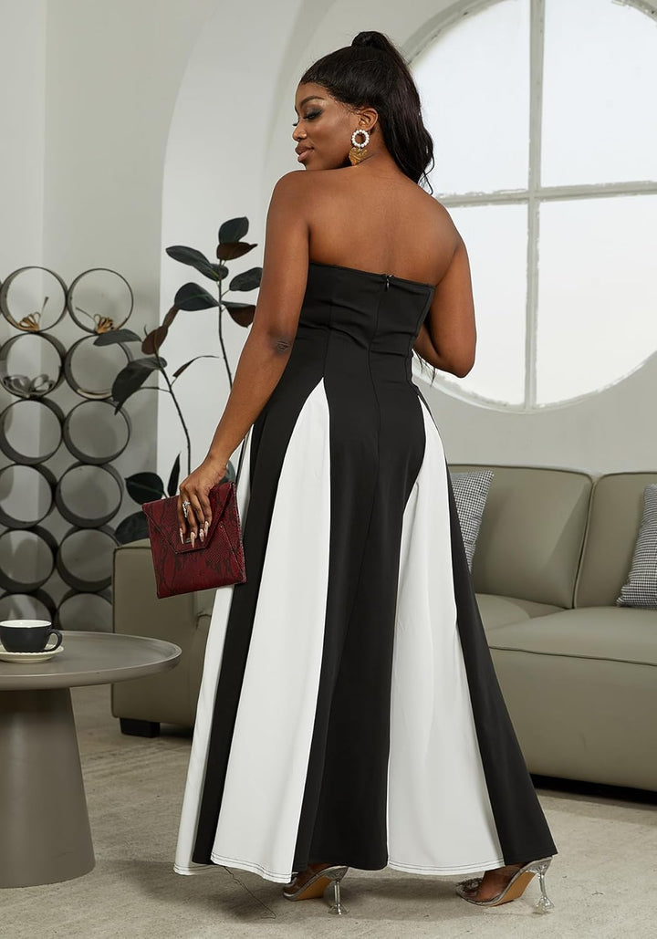 Amelia | Elegant Contrast Maxi Dress