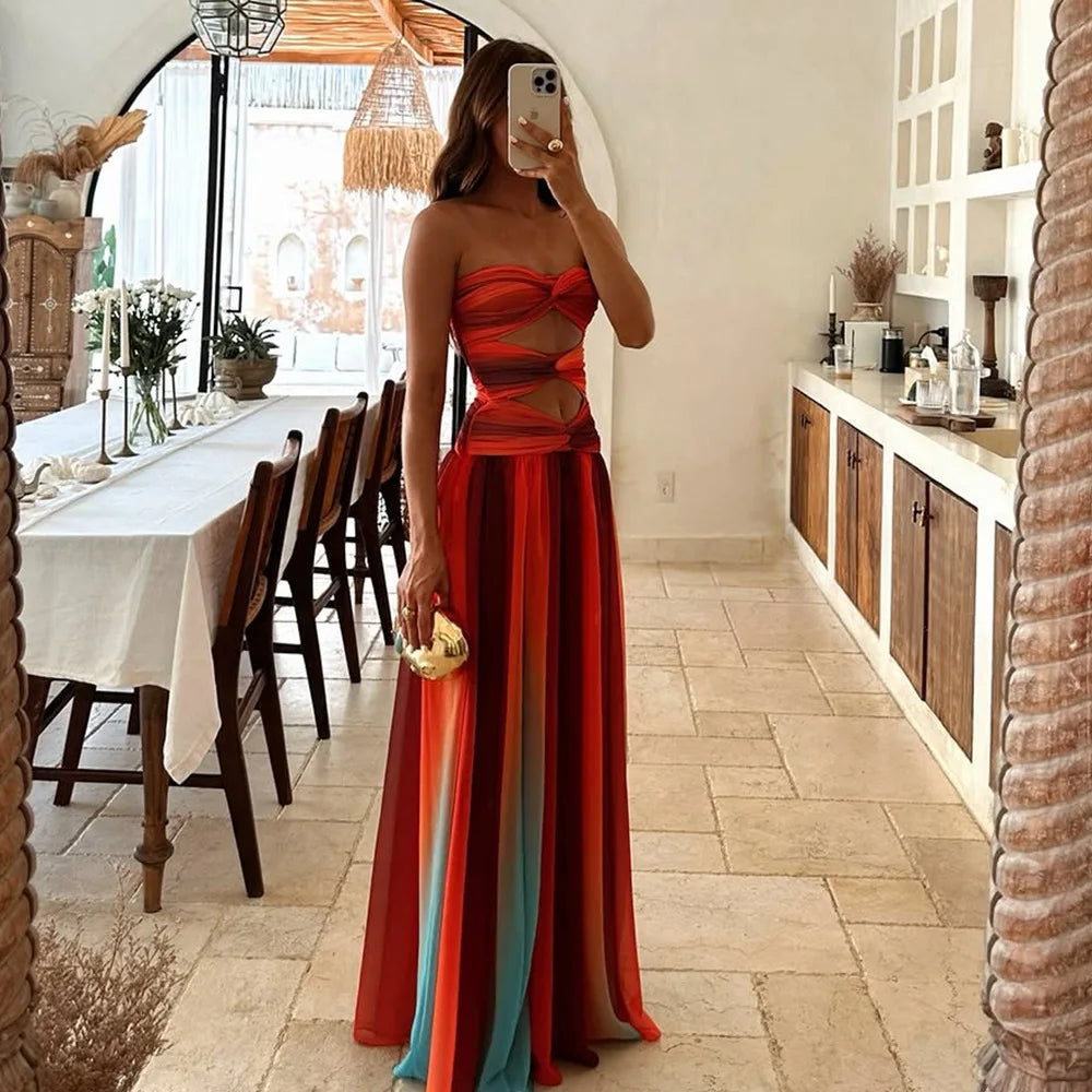 Diana | Elegant Color-Block Maxi Dress