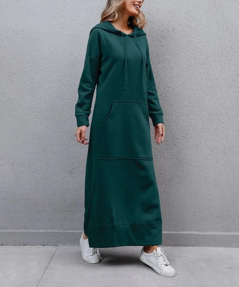 Ciska™ - Elegant Hooded Dress with Long Sleeves