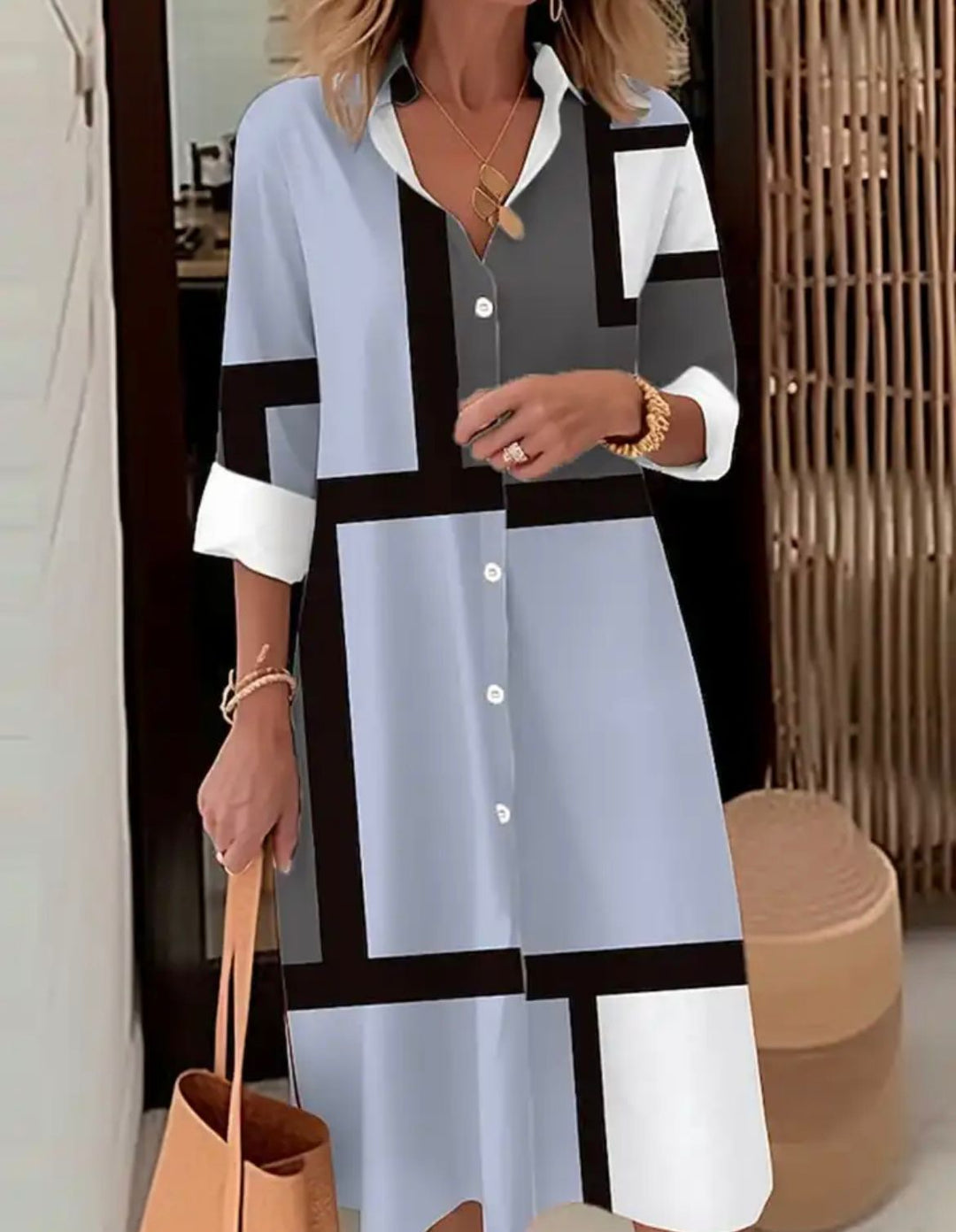 Margaritte | Geometric Print Shirt Dress