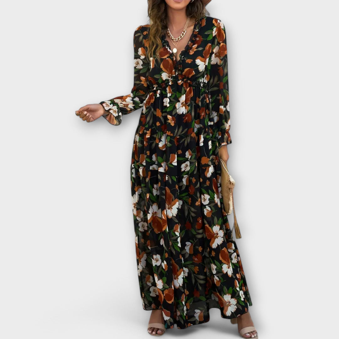 Juno | Elegant V-Neck Floral Dress