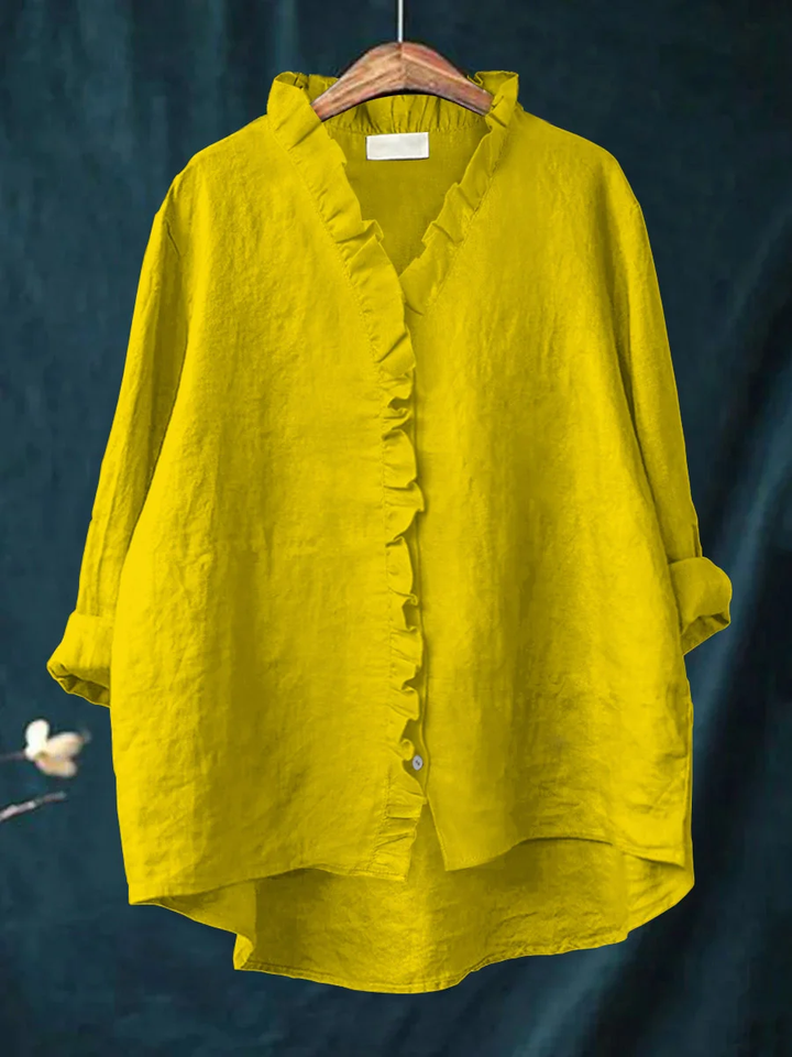 Dianara | Cotton and Linen Shirt with Ruffles
