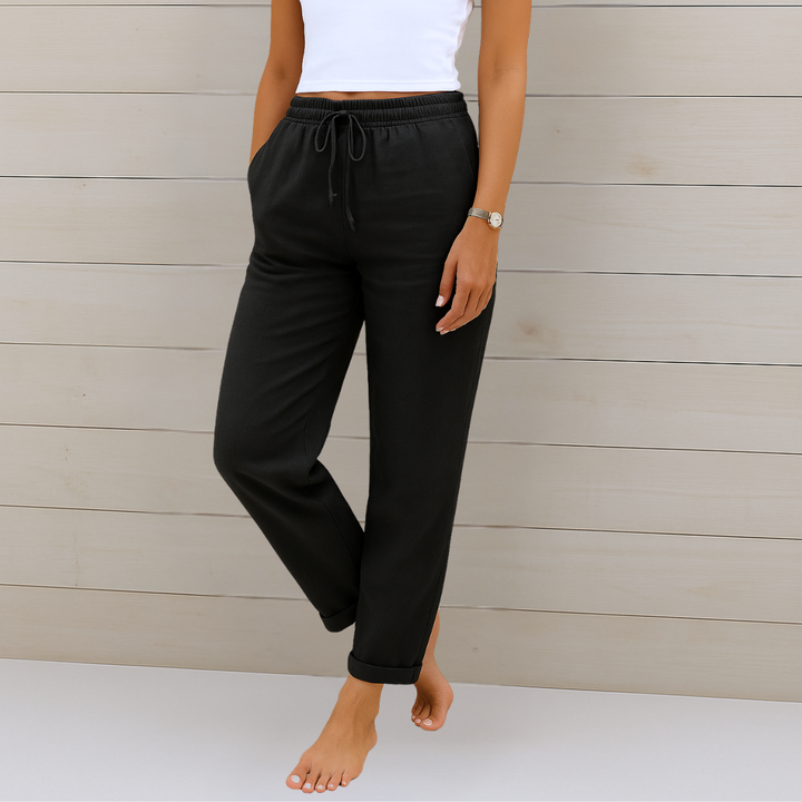 Maylora | Drawstring Relaxed Linen Trousers