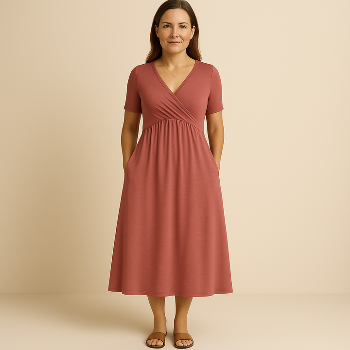 Anny | Stylish V-Neck Midi Dress