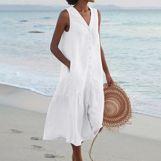 Maria | Stylish V-Neck Button-Down Summer Dress