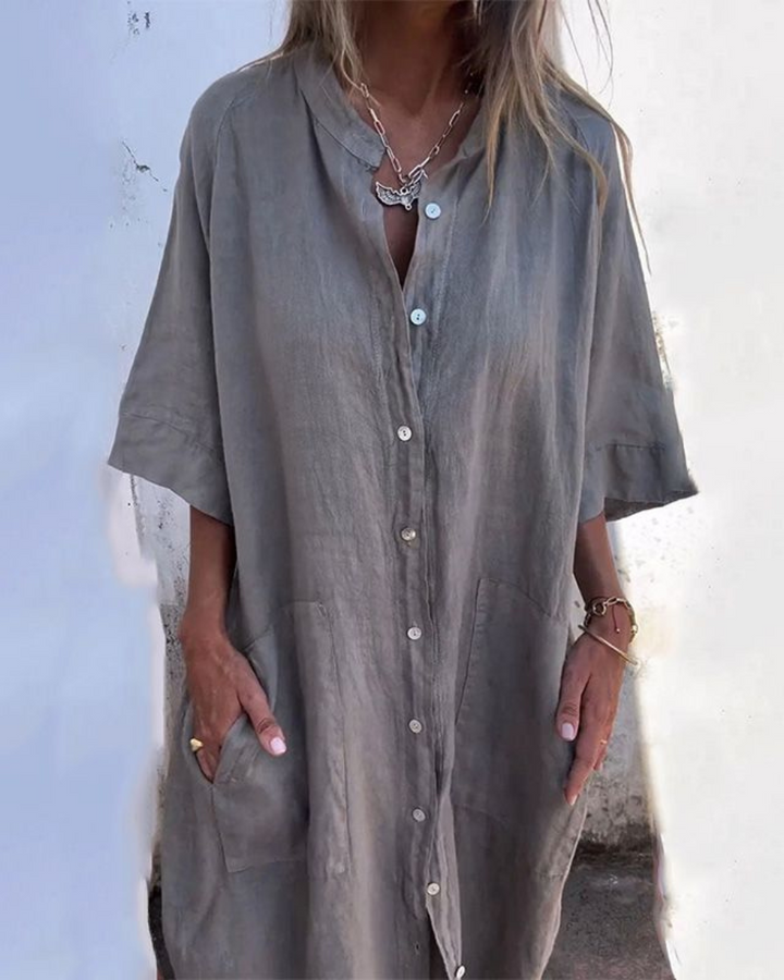 MELANY - IBIZA STYLE CASUAL SHIRT DRESS IN KNEE LENGTH