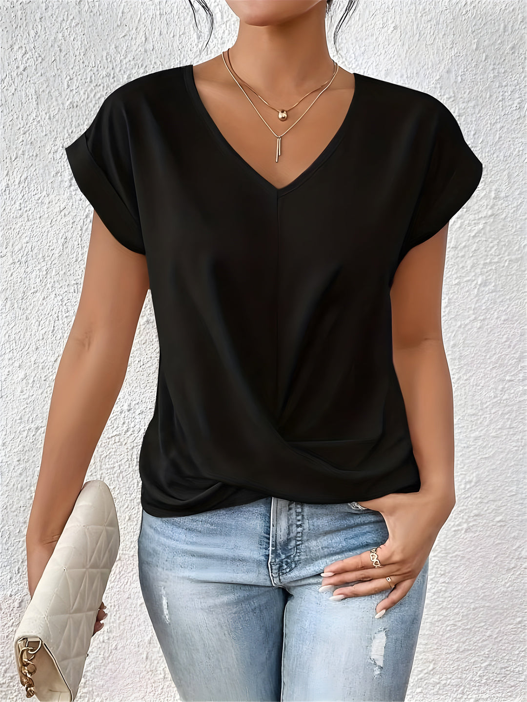 Kathrina | Twist Front V-Neck Top