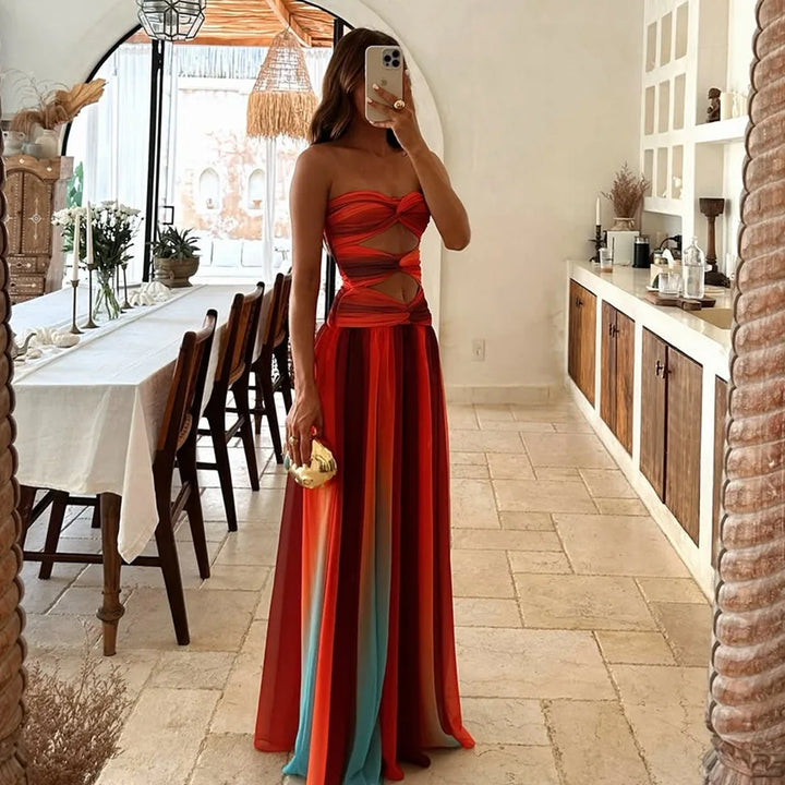 Diana | Elegant Color-Block Maxi Dress