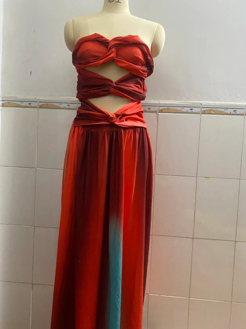 Diana | Elegant Color-Block Maxi Dress