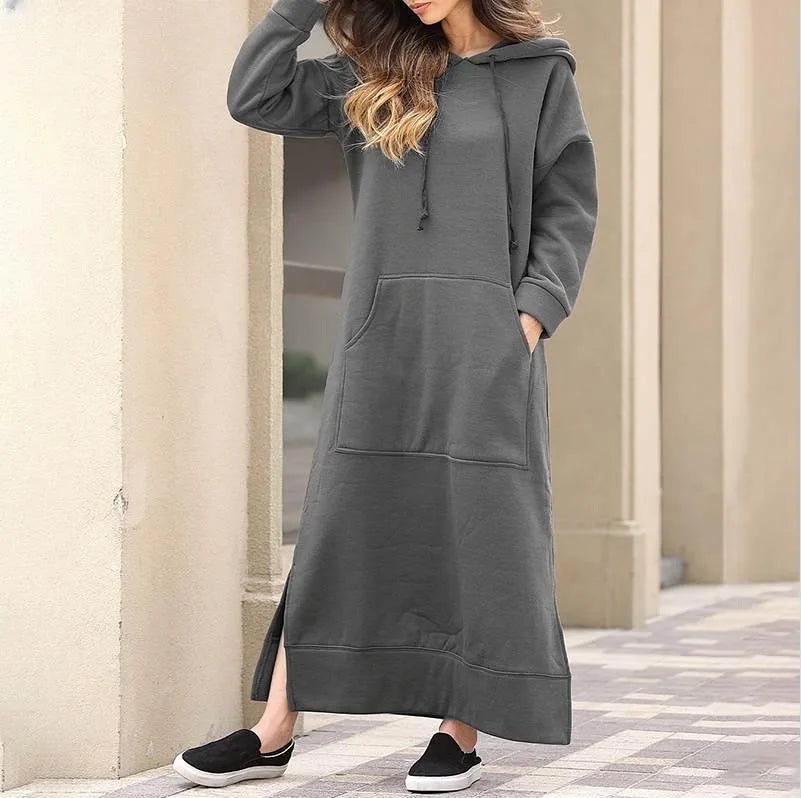 Ciska™ - Elegant Hooded Dress with Long Sleeves