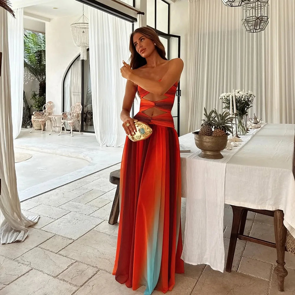 Diana | Elegant Color-Block Maxi Dress