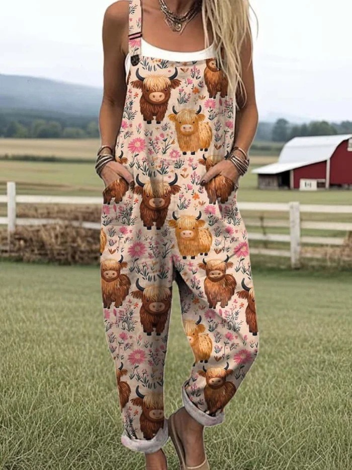 CAROLE | WOMEN'S SUMMER DUNGAREES WITH PLAYFUL PRINT