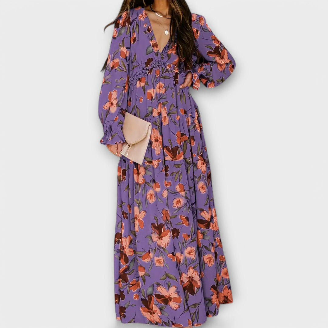 Elle | Floral V-Neck Maxi Dress