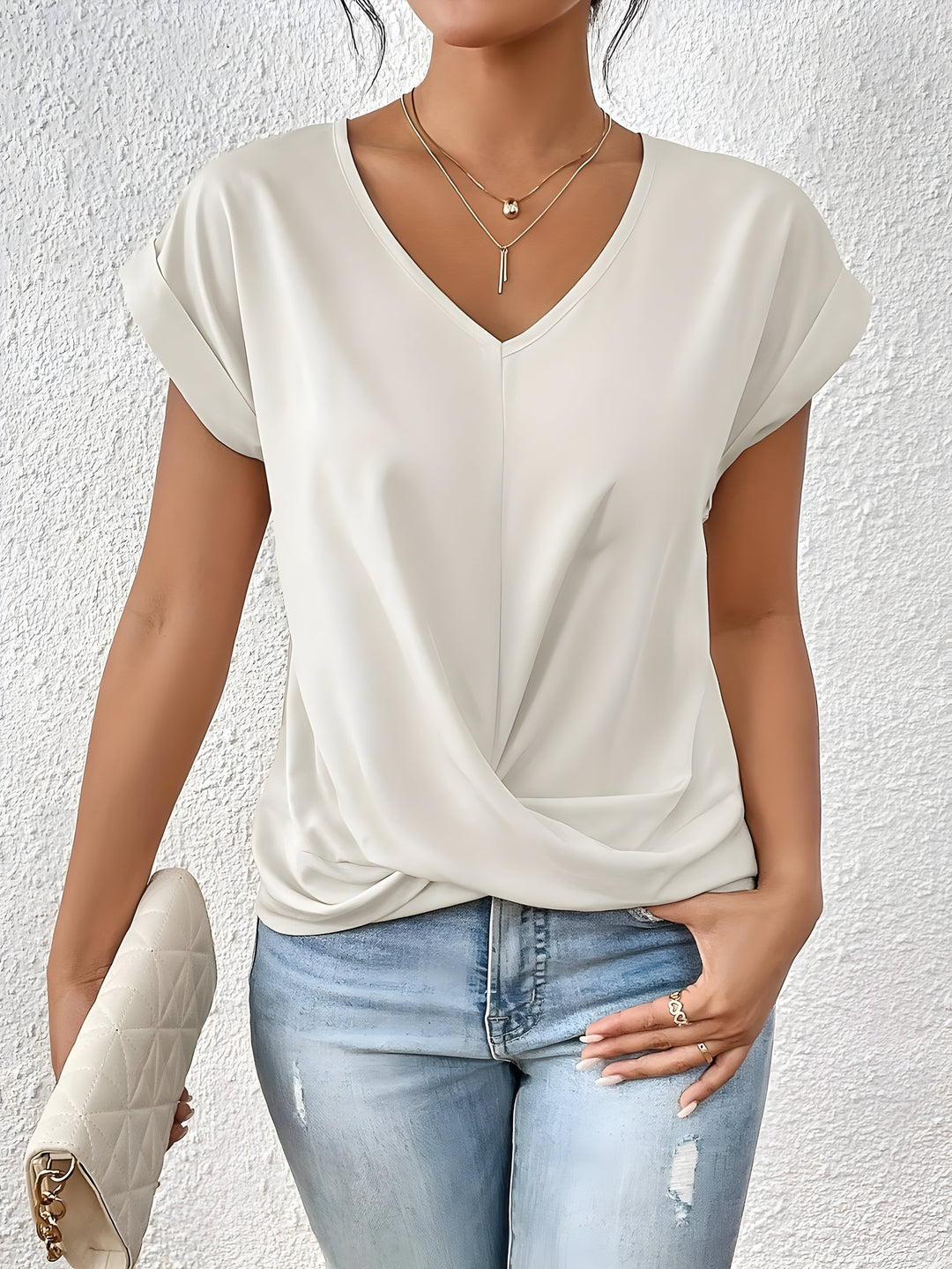 Kathrina | Twist Front V-Neck Top