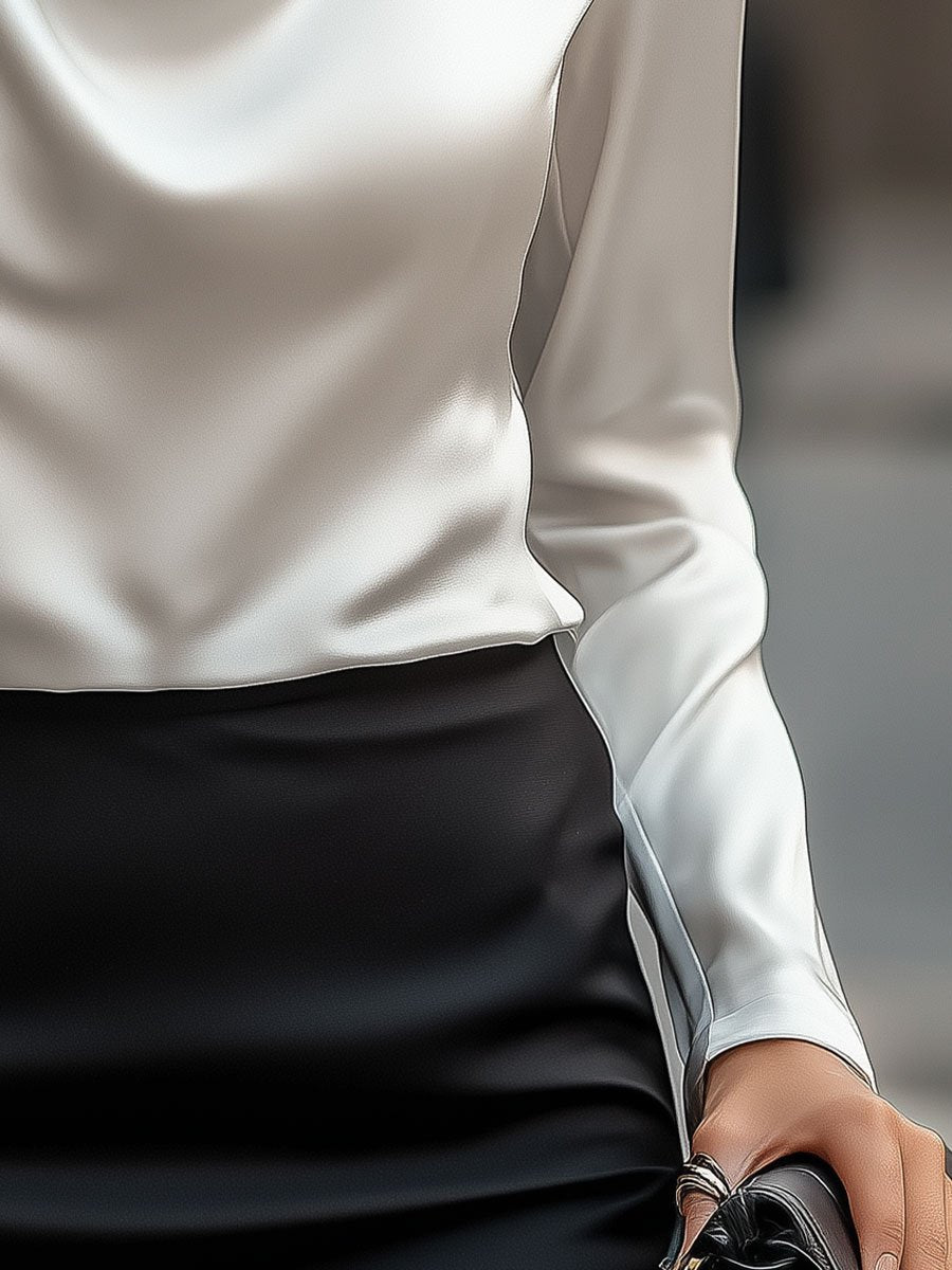 Jenny | Elegant Satin Draped Blouse