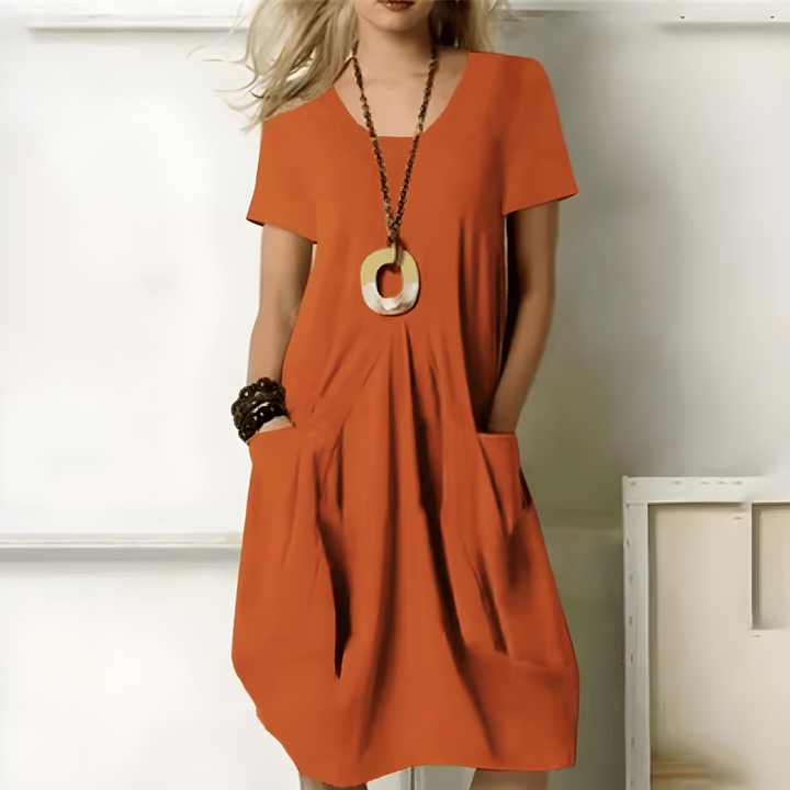 Mabel | Elegant Cotton Dress with Belly Coverage